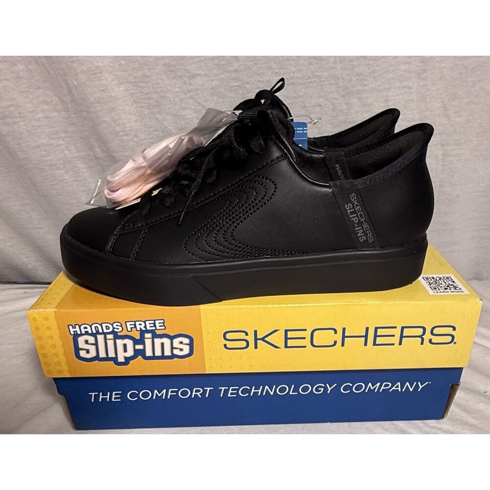 NEW NIB Skechers Shoes Slip Ins Royal Stride Black Womens Casual Black Size 5.5